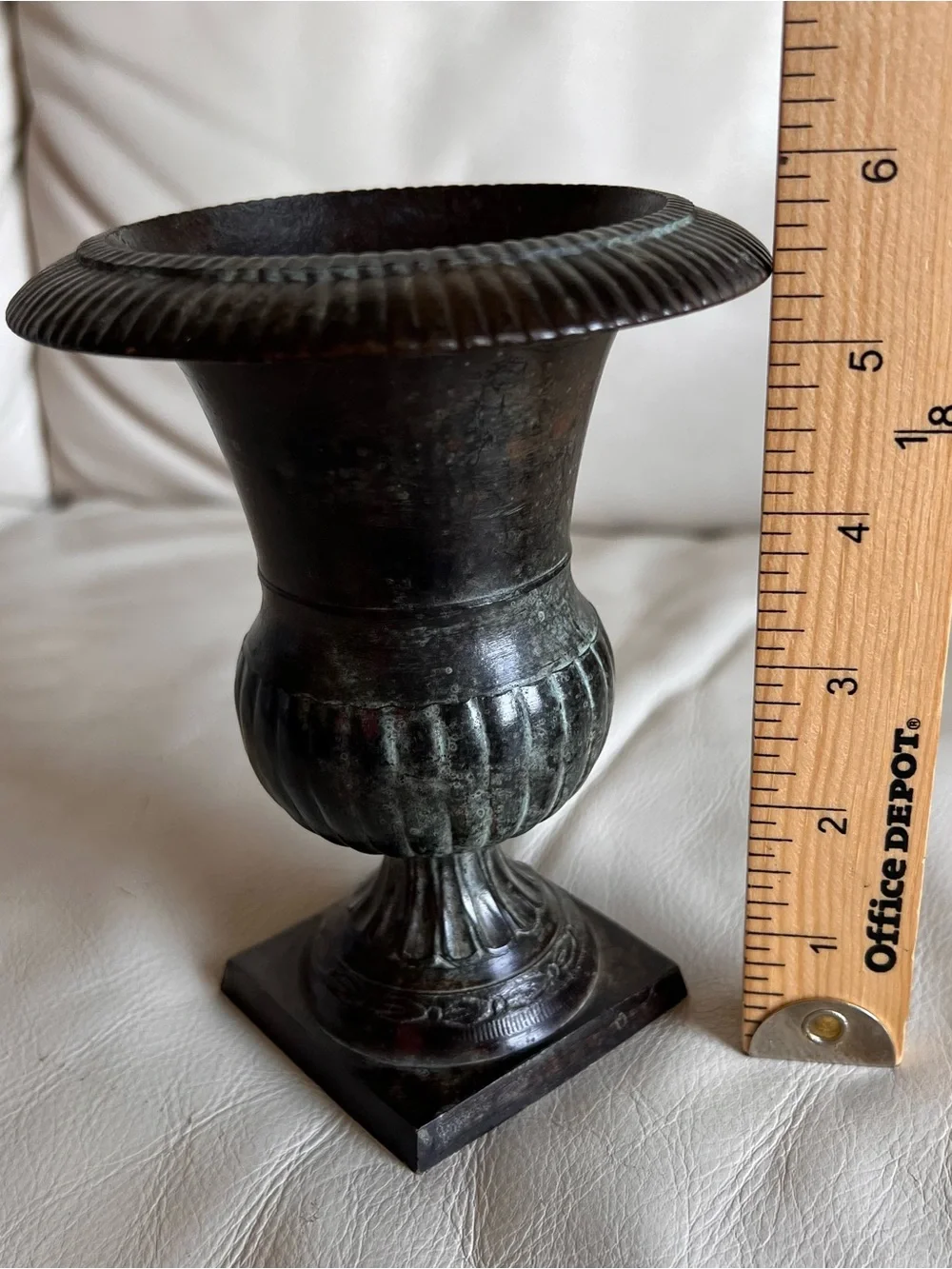 Neoclassical Style Metal Dark Antique Patina Urn Vase Planter